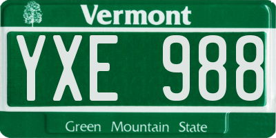 VT license plate YXE988