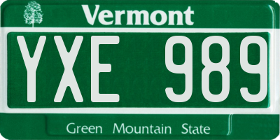 VT license plate YXE989