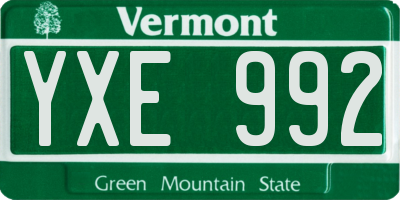 VT license plate YXE992