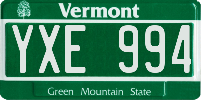 VT license plate YXE994