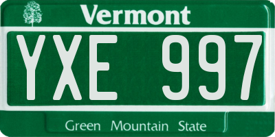VT license plate YXE997