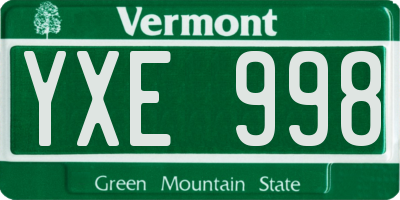 VT license plate YXE998