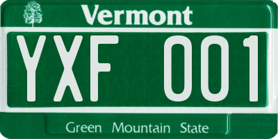 VT license plate YXF001