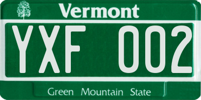 VT license plate YXF002