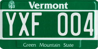 VT license plate YXF004