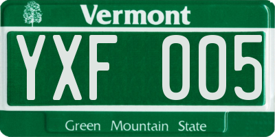 VT license plate YXF005