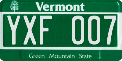 VT license plate YXF007