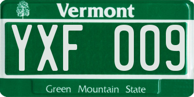 VT license plate YXF009