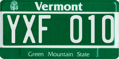 VT license plate YXF010