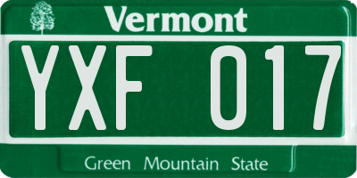 VT license plate YXF017