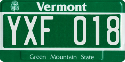 VT license plate YXF018