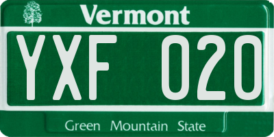 VT license plate YXF020