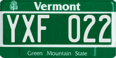VT license plate YXF022