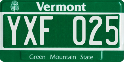 VT license plate YXF025