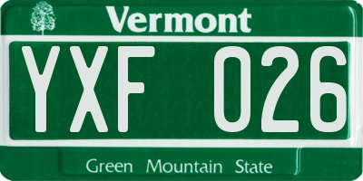 VT license plate YXF026