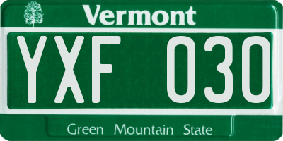 VT license plate YXF030