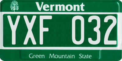 VT license plate YXF032
