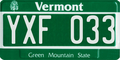 VT license plate YXF033