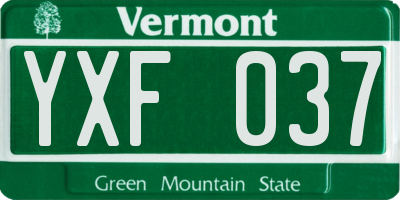 VT license plate YXF037