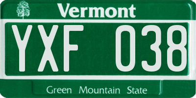 VT license plate YXF038