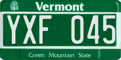 VT license plate YXF045