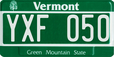 VT license plate YXF050