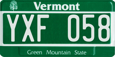 VT license plate YXF058