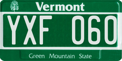 VT license plate YXF060