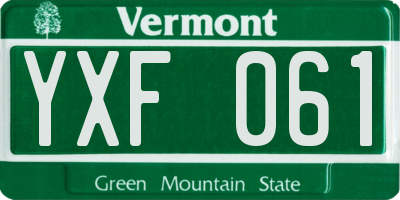 VT license plate YXF061