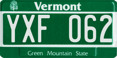 VT license plate YXF062