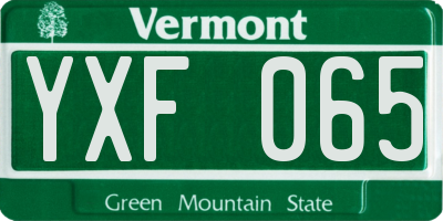 VT license plate YXF065