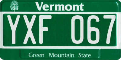 VT license plate YXF067