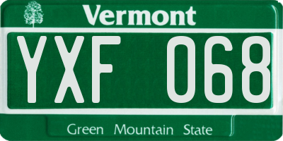 VT license plate YXF068