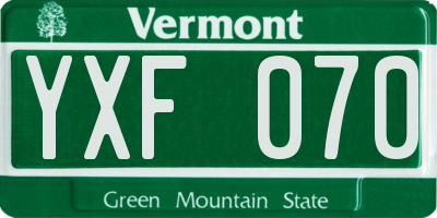 VT license plate YXF070