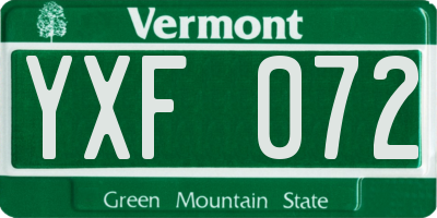 VT license plate YXF072