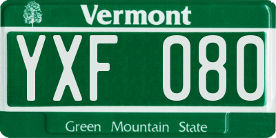 VT license plate YXF080