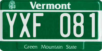 VT license plate YXF081
