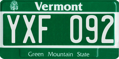 VT license plate YXF092