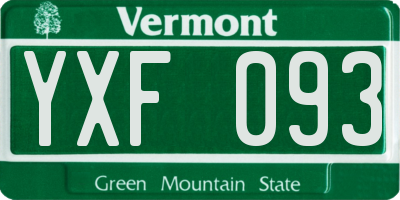 VT license plate YXF093
