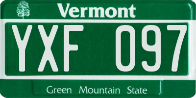 VT license plate YXF097