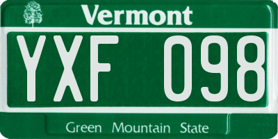 VT license plate YXF098