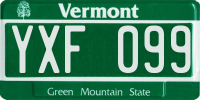 VT license plate YXF099