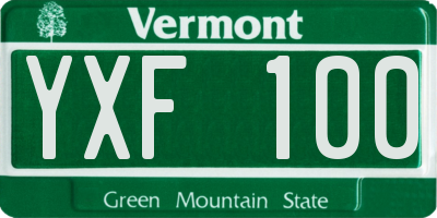 VT license plate YXF100