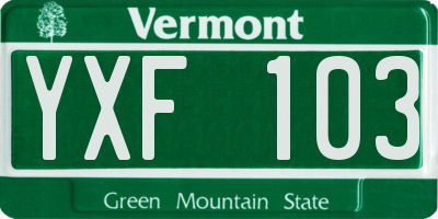 VT license plate YXF103