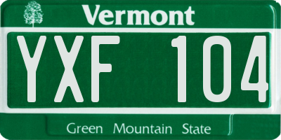 VT license plate YXF104