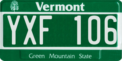 VT license plate YXF106