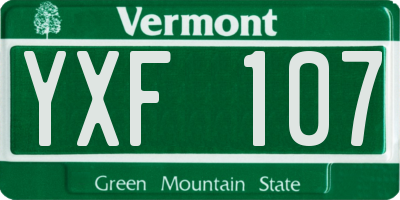 VT license plate YXF107