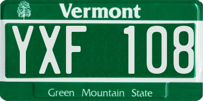 VT license plate YXF108