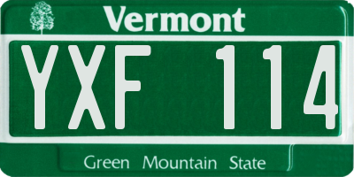 VT license plate YXF114