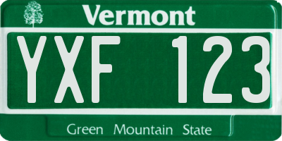 VT license plate YXF123